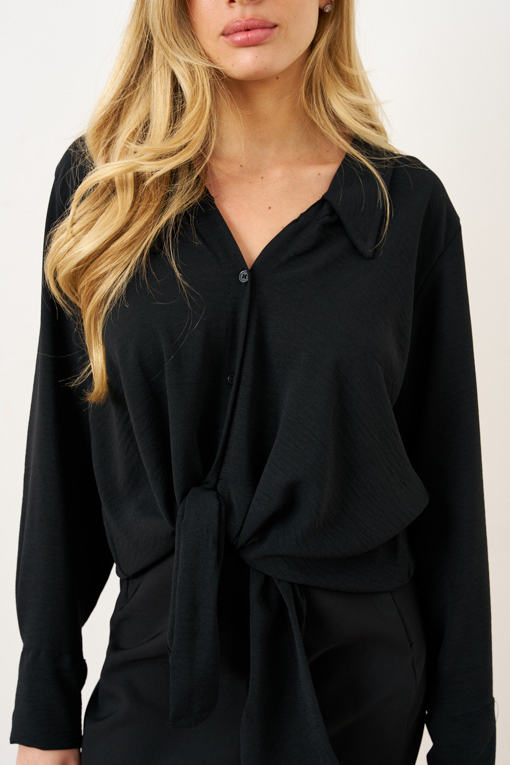 חולצת אריג מכופתרת לונה