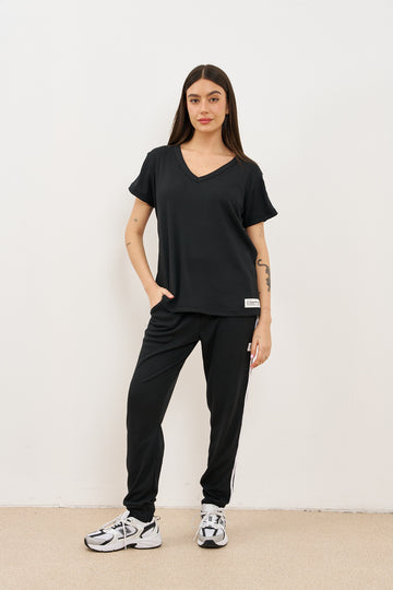 חליפת וופל פסים בצד