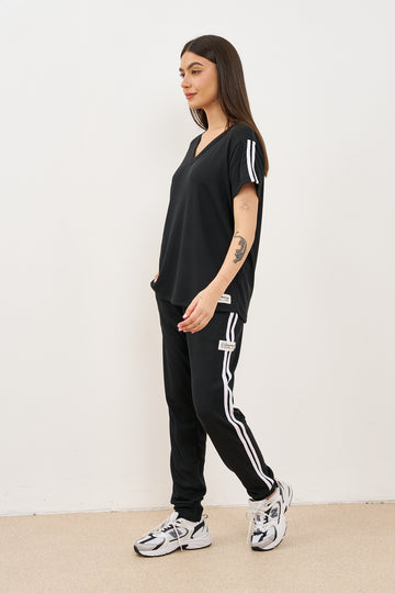 חליפת וופל פסים בצד