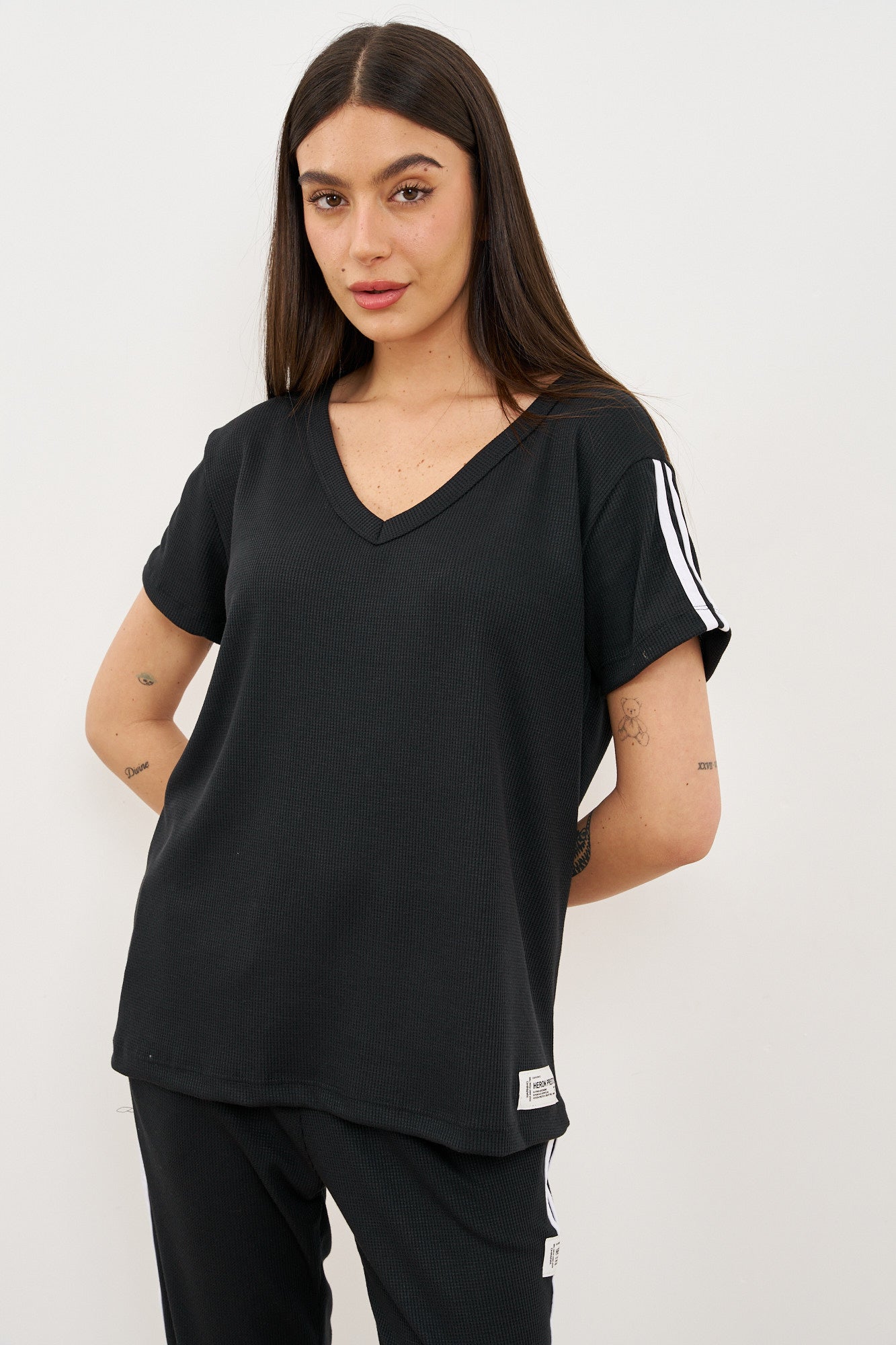 חליפת וופל פסים בצד