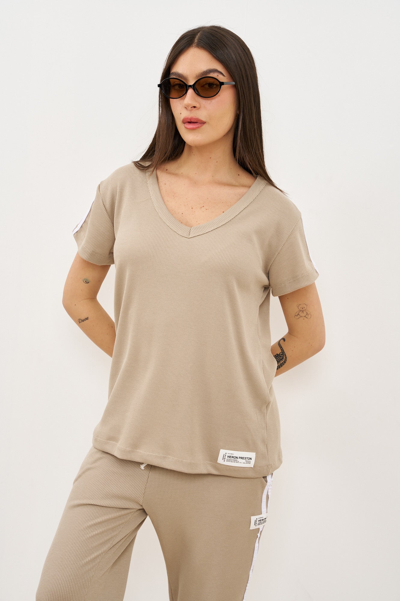 חליפת וופל פסים בצד