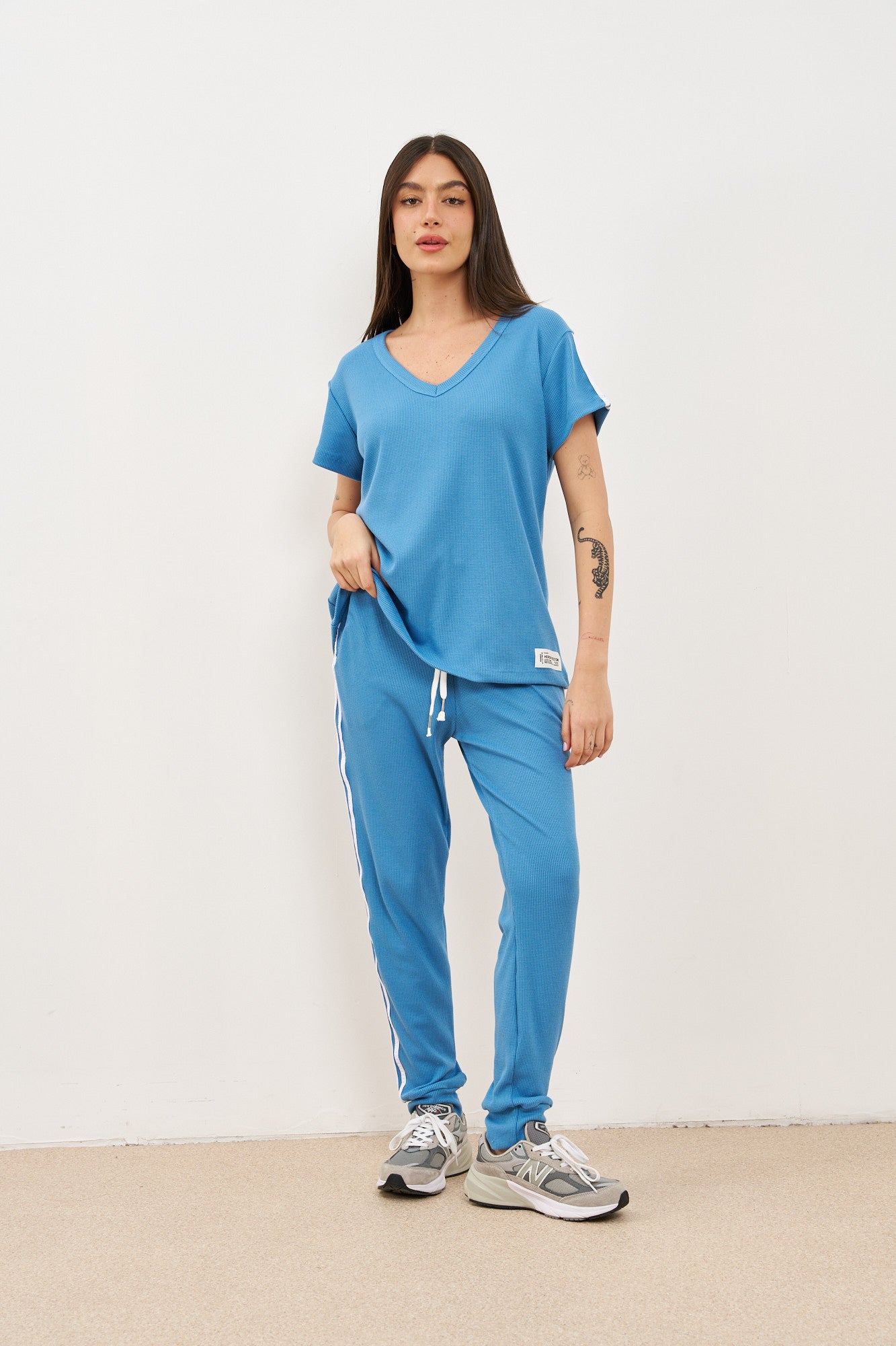 חליפת וופל פסים בצד