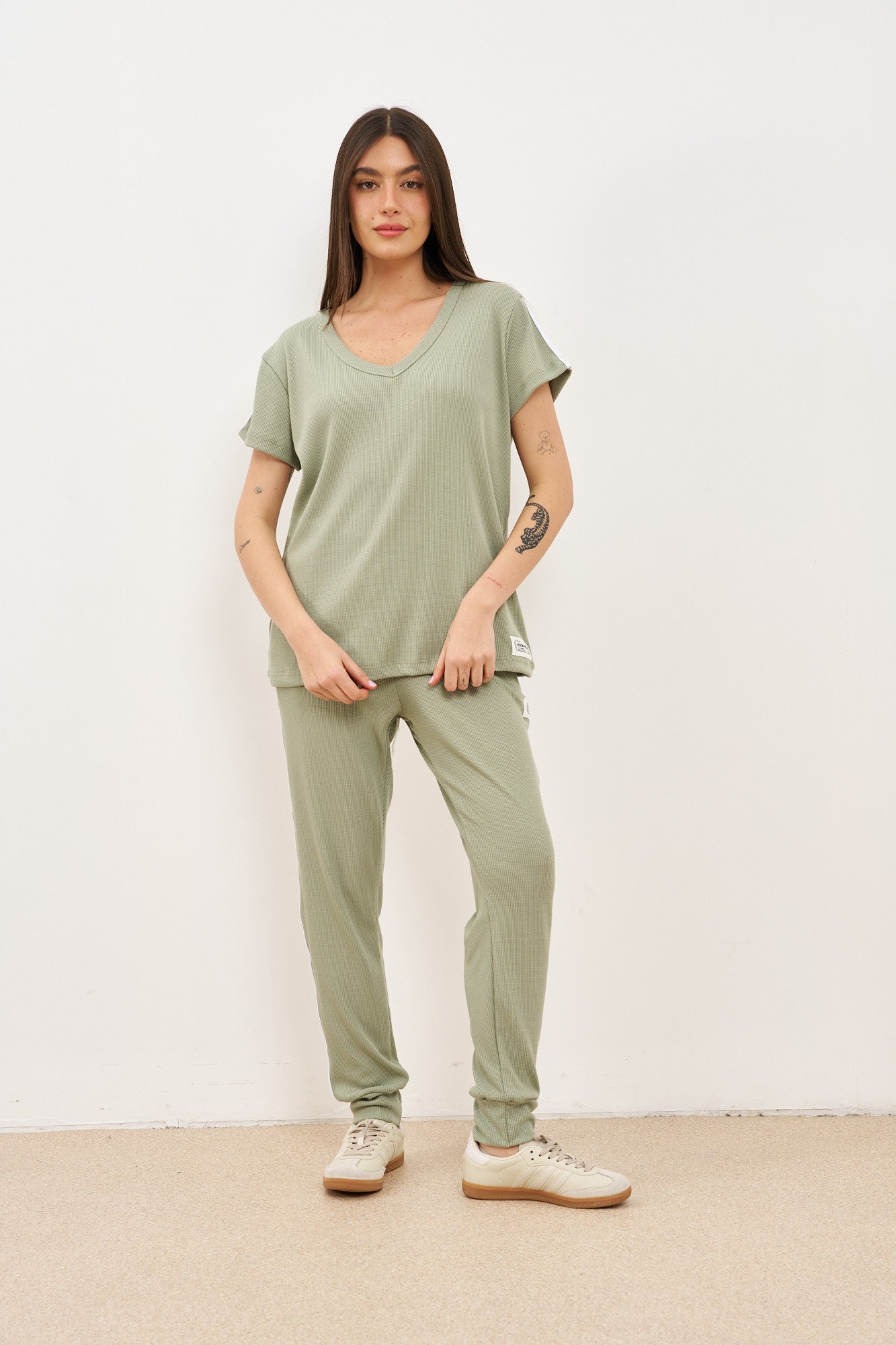 חליפת וופל פסים בצד