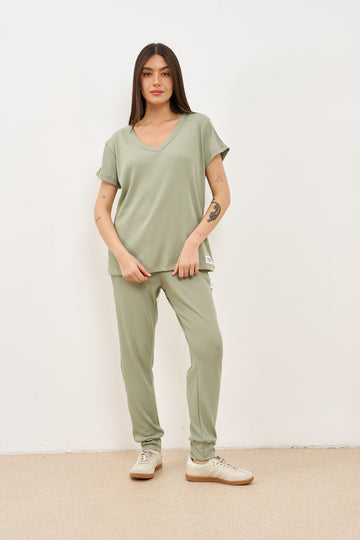 חליפת וופל פסים בצד