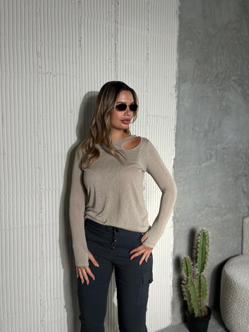 טי שירט פשתן פתח כפפה