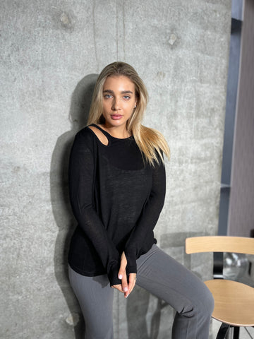 טי שירט פשתן פתח כפפה