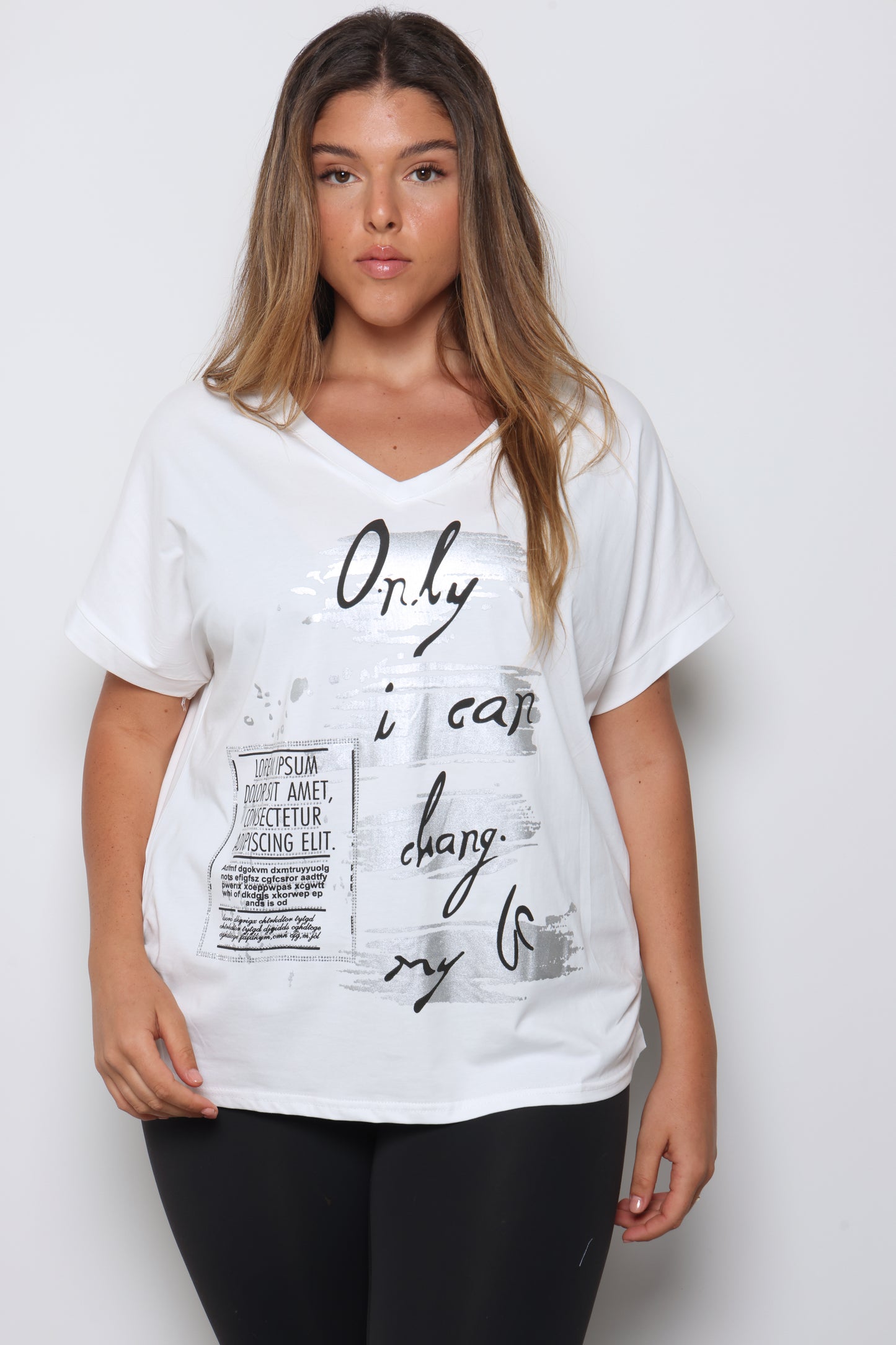 חולצת וי לייקרה הדפס