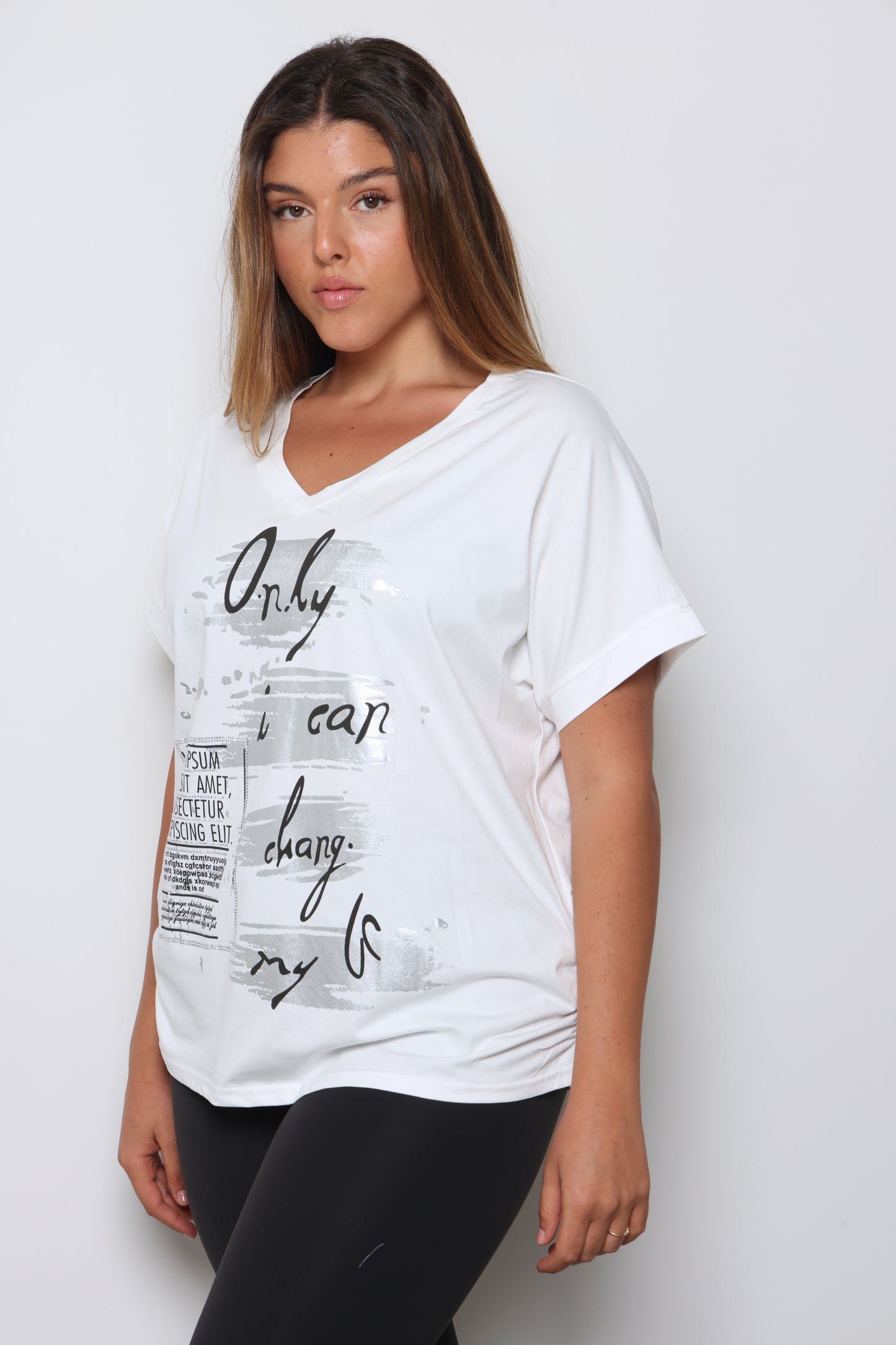 חולצת וי לייקרה הדפס