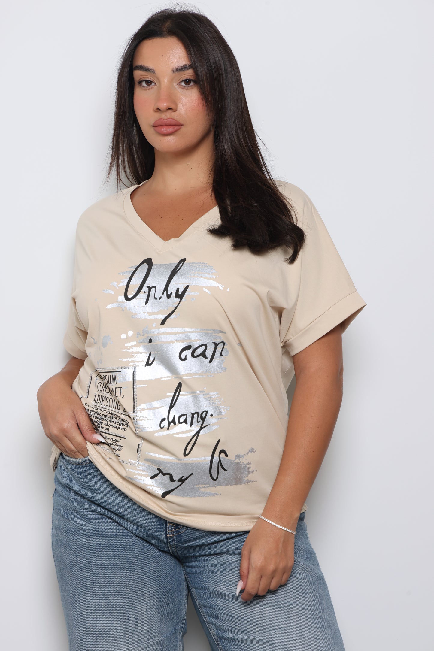 חולצת וי לייקרה הדפס