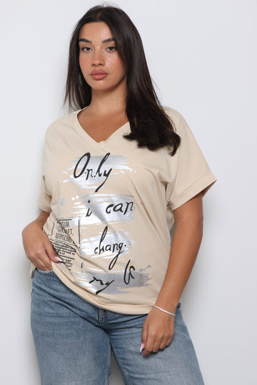 חולצת וי לייקרה הדפס