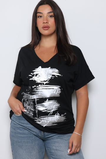 חולצת וי לייקרה הדפס