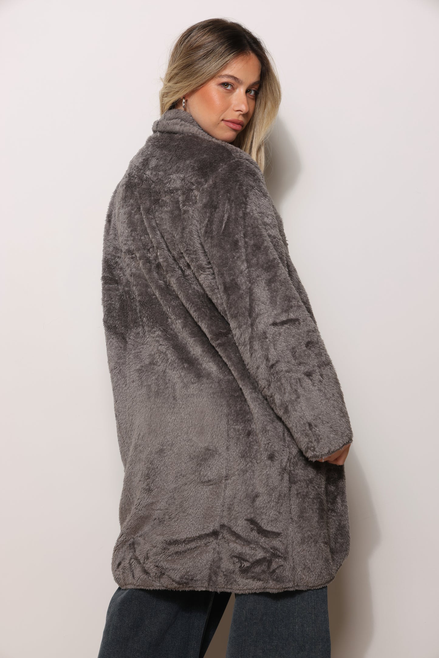 פונצ'ו כירבולית ארוך | אפור כהה