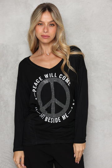 חולצת וי חיתוכים דפוס פיס