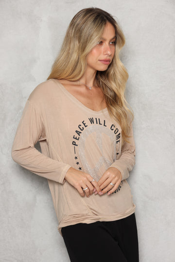 חולצת וי חיתוכים דפוס פיס