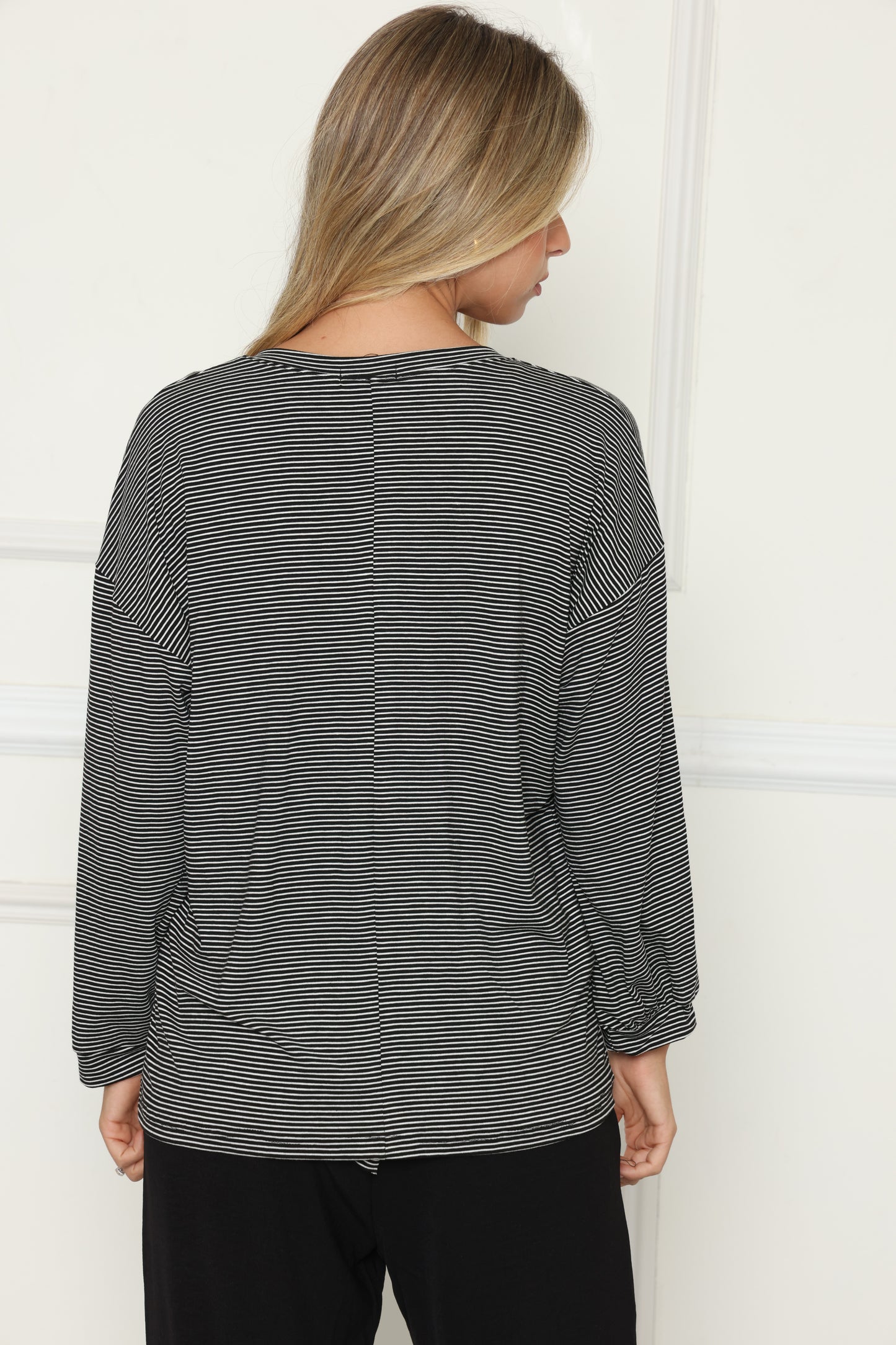 טוניקת פסים וי עמוק מנג'ט