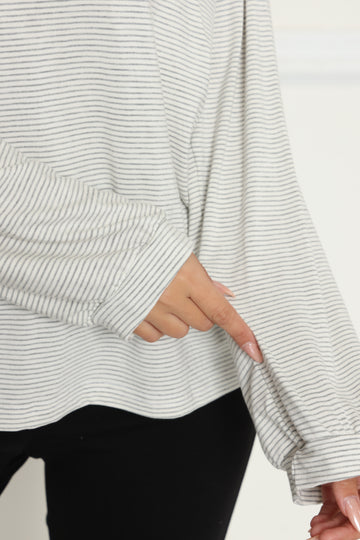 טוניקת פסים וי עמוק מנג'ט