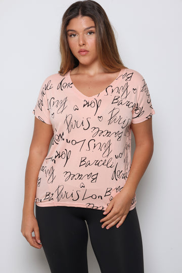 חולצת גרייס וי דפוס