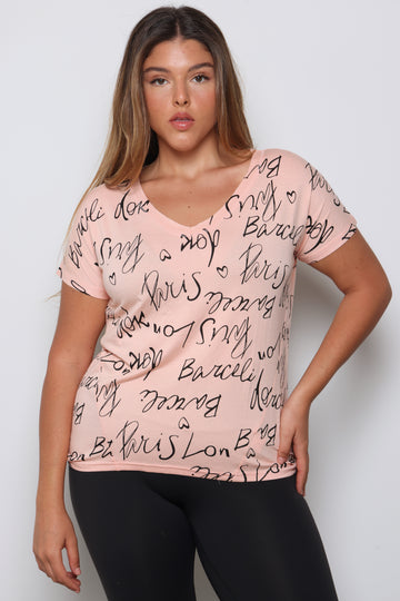 חולצת גרייס וי דפוס