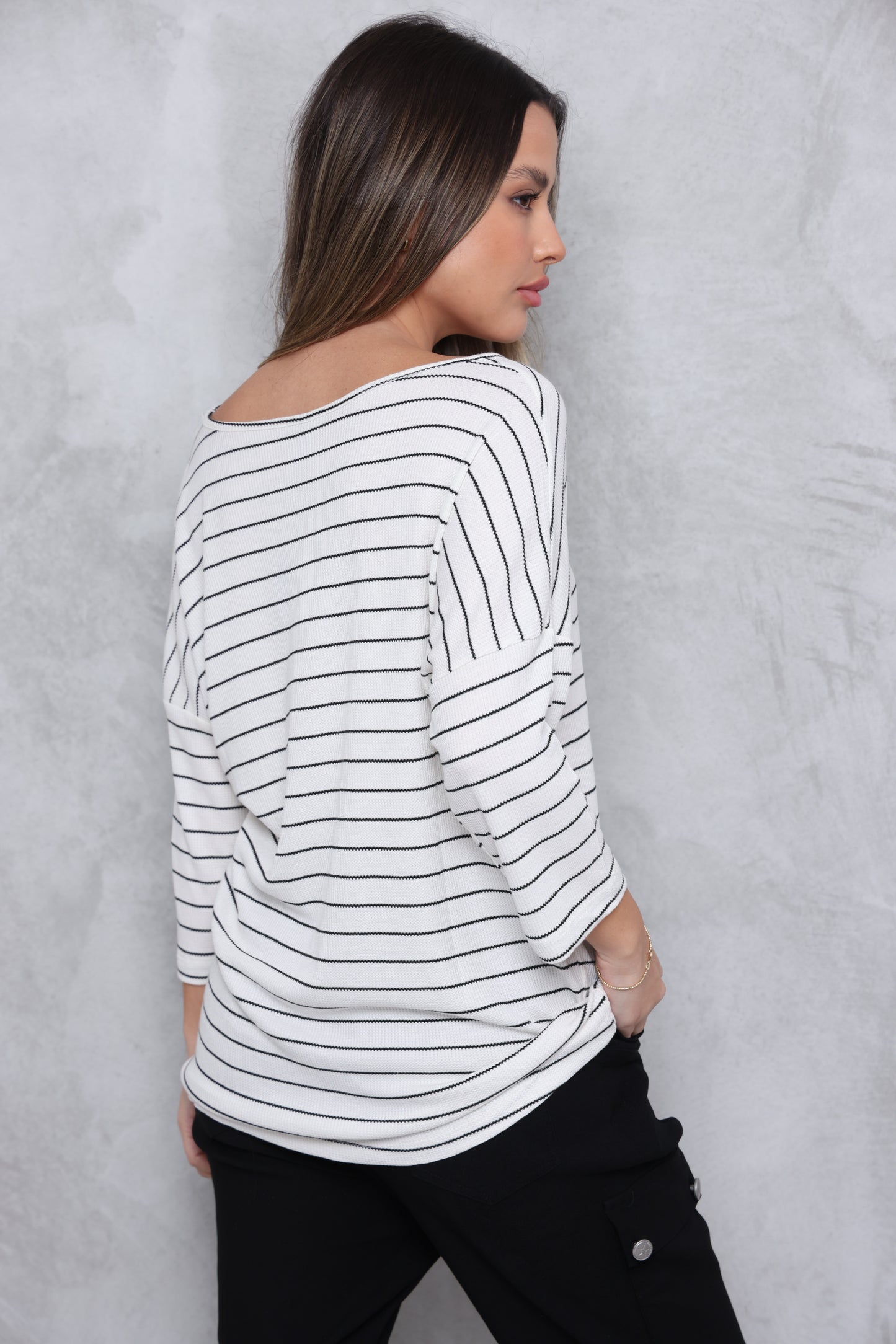 טוניקת 3/4 ניקי וופל פסים