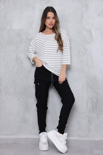 טוניקת 3/4 ניקי וופל פסים