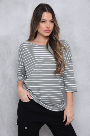 טוניקת 3/4 ניקי וופל פסים