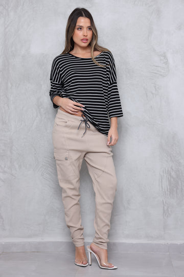 טוניקת 3/4 ניקי וופל פסים