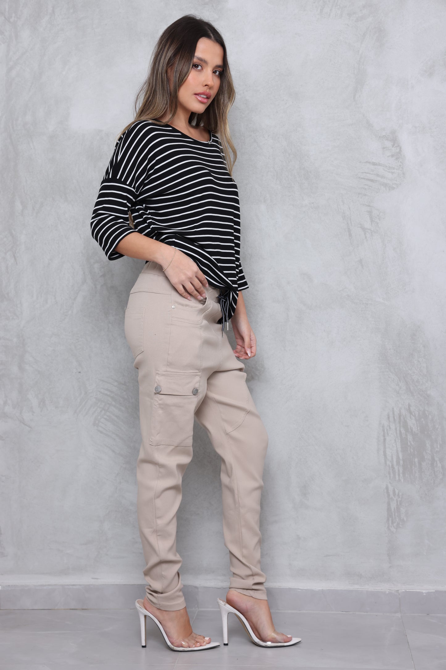 טוניקת 3/4 ניקי וופל פסים