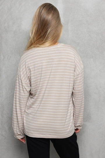 טוניקת וי פסים שרוול מנג'ט