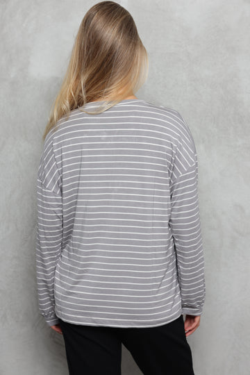 טוניקת וי פסים שרוול מנג'ט