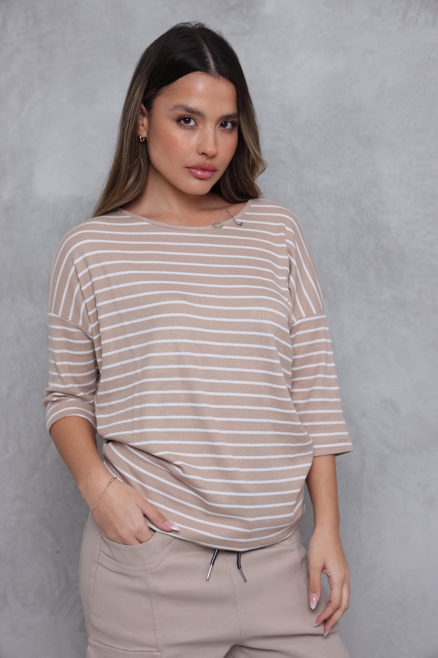 טוניקת 3/4 ניקי וופל פסים