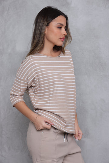 טוניקת 3/4 ניקי וופל פסים