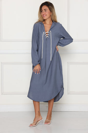 גלביה מקסי פשתן שרוול גומי