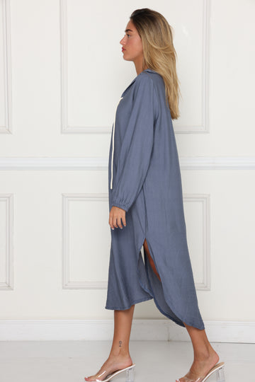 גלביה מקסי פשתן שרוול גומי