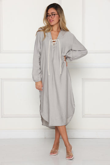 גלביה מקסי פשתן שרוול גומי