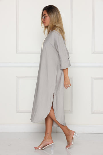 גלביה מקסי פשתן שרוול גומי