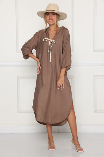 גלביה מקסי פשתן שרוול גומי