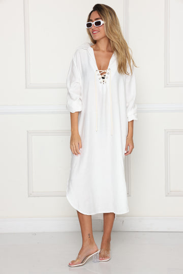 גלביה מקסי פשתן שרוול גומי