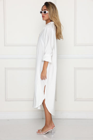 גלביה מקסי פשתן שרוול גומי