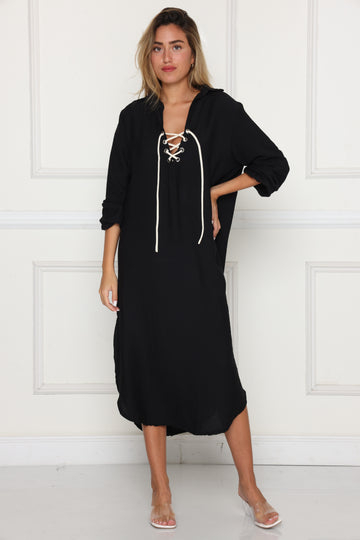 גלביה מקסי פשתן שרוול גומי