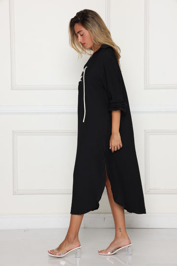 גלביה מקסי פשתן שרוול גומי