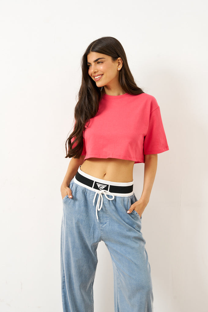 חולצת כותנה קרופ