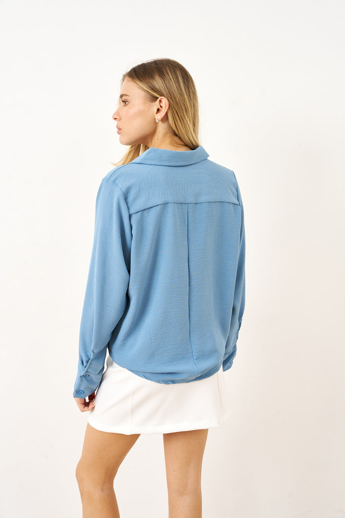 חולצת אריג מכופתרת לונה