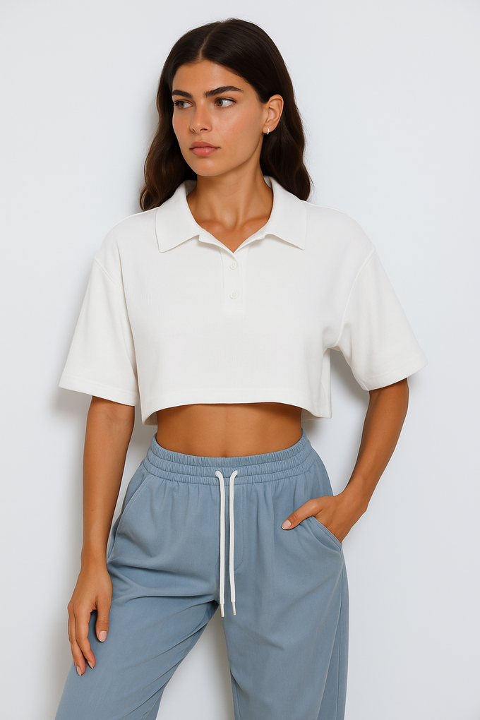 חולצת פולו וופל קרופ