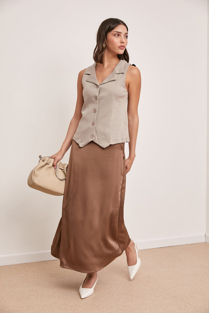 חצאית סאטן רוכסן