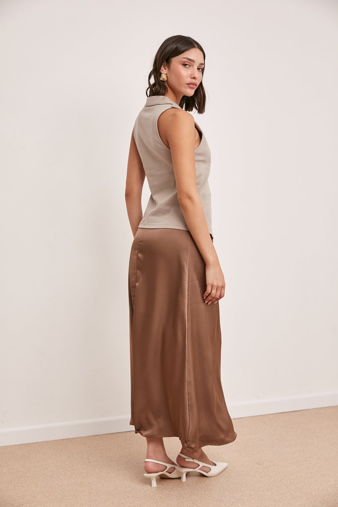 חצאית סאטן רוכסן