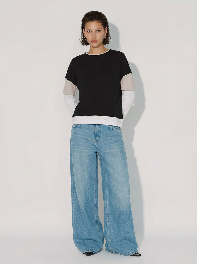 חולצת שכבות אוברסייז שחור