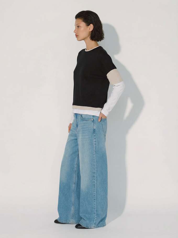 חולצת שכבות אוברסייז שחור