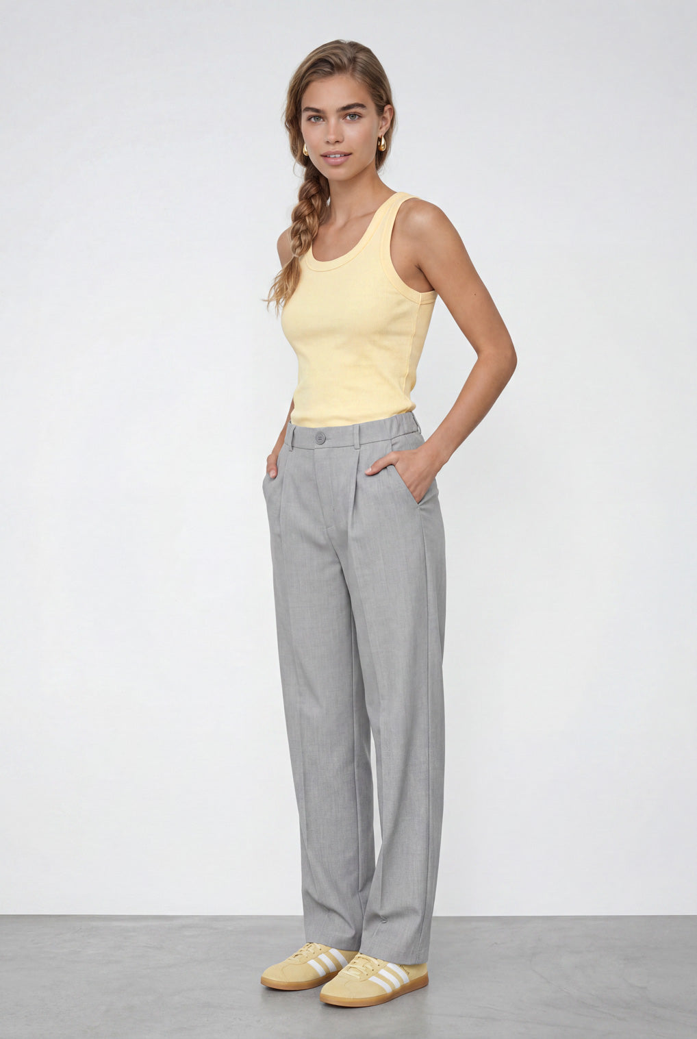 מכנסי אלגנט אריג מלאנז׳