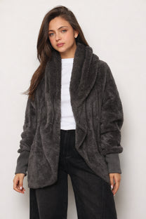 פונצ'ו כירבולית מנג'ט | אפור כהה