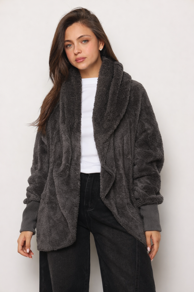 פונצ'ו כירבולית מנג'ט | אפור כהה